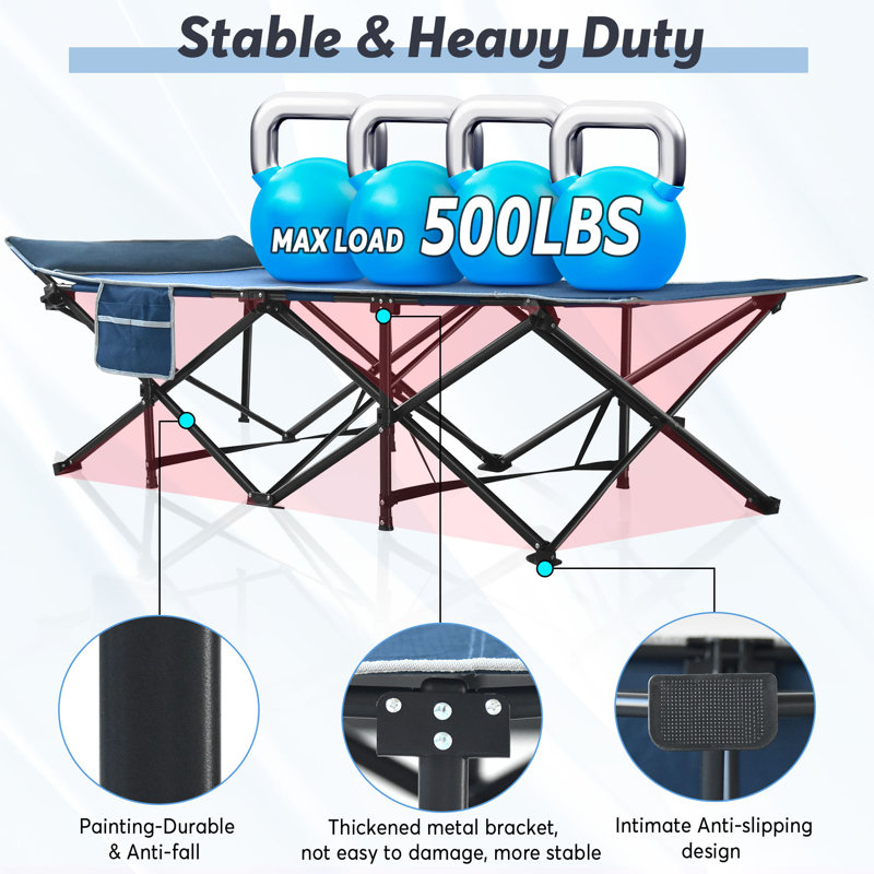 Suteck Folding Camping Cot XXL, 79" L x 32" W x 19" H Oversized Sleeping Cot with Mattress and